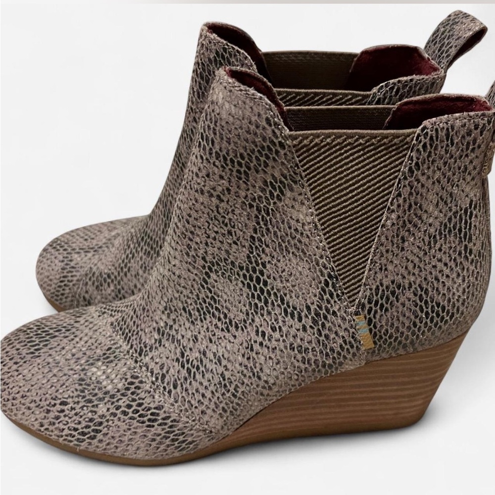 TOMS Snakeskin Pattern Ankle Boots with Wedge Heel